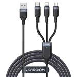 JOYROOM A18 3.5A USB to 8 Pin+USB-C/Type-C+Micro USB 3 in 1 Data Cable, Length:1.2m(Black)