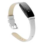 For Fitbit Inspire / Inspire HR Leather  Watch Band with Metal Connector, Size:L(White)