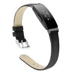 For Fitbit Inspire / Inspire HR Leather  Watch Band with Metal Connector, Size:L(Black)