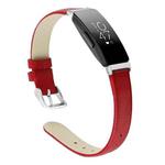 For Fitbit Inspire / Inspire HR Leather  Watch Band with Metal Connector, Size:L(Red)