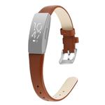 For Fitbit Inspire / Inspire HR Cowhide Leather C Type  Watch Band, Size:S(Brown)