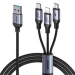 JOYROOM A21 100W USB to 8 Pin+Type-C+Micro USB 3 in 1 Charging Cable, Length: 1.2m(Black)