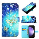 For Samsung Galaxy S24+ 5G 3D Painting Horizontal Flip Leather Phone Case(Golden Butterfly)