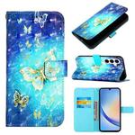 For Samsung Galaxy A35 5G 3D Painting Horizontal Flip Leather Phone Case(Golden Butterfly)