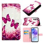 For Samsung Galaxy A55 3D Painting Horizontal Flip Leather Phone Case(Rose Butterfly)