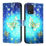 For Samsung Galaxy M62 3D Painting Horizontal Flip Leather Phone Case(Golden Butterfly)
