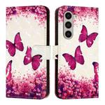 For Samsung Galaxy Z Fold6 3D Painting Horizontal Flip Leather Phone Case(Rose Butterfly)