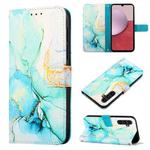 For Samsung Galaxy A25 5G PT003 Marble Pattern Flip Leather Phone Case(Green LS003)