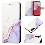 For Samsung Galaxy S23 FE 5G PT003 Marble Pattern Flip Leather Phone Case(White Purple LS006)