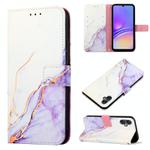 For Samsung Galaxy A05 PT003 Marble Pattern Flip Leather Phone Case(White Purple LS006)