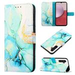For Samsung Galaxy A24 4G PT003 Marble Pattern Flip Leather Phone Case(Green LS003)