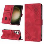 For Samsung Galaxy S24 Ultra 5G Skin-feel Embossed Leather Phone Case(Red)