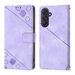 For Samsung Galaxy M55 Skin-feel Embossed Leather Phone Case(Light Purple)