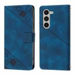 For Samsung Galaxy Z Fold6 Skin-feel Embossed Leather Phone Case(Blue)