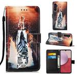 For Samsung Galaxy A15 Colored Drawing Pattern Plain Weave Leather Phone Case(Cats And Tigers)