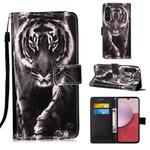 For Samsung Galaxy A15 Colored Drawing Pattern Plain Weave Leather Phone Case(Black And White Tiger)