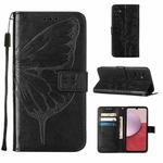 For Samsung Galaxy A25 5G / A24 Embossed Butterfly Leather Phone Case(Black)