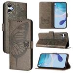 For Samsung Galaxy A07 4G Embossed Butterfly Leather Phone Case(Grey)