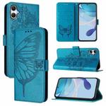 For Samsung Galaxy A07 4G Embossed Butterfly Leather Phone Case(Blue)