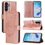 For Samsung Galaxy A17 5G Embossed Butterfly Leather Phone Case(Rose Gold)