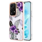 For Honor 200 Lite Global Electroplating IMD TPU Phone Case(Purple Flower)