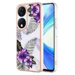 For Honor X7b 4G / X7b 5G Electroplating IMD TPU Phone Case(Purple Flower)