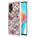 For OPPO A58 4G Electroplating IMD TPU Phone Case(Pink Scales)