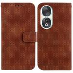 For Honor X9a Double 8-shaped Embossed Leather Phone Case(Brown)