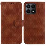 For Honor X7a Double 8-shaped Embossed Leather Phone Case(Brown)