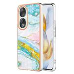 For Honor 90 5G Electroplating Marble Dual-side IMD Phone Case(Green 004)