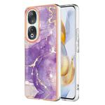 For Honor 90 5G Electroplating Marble Dual-side IMD Phone Case(Purple 002)