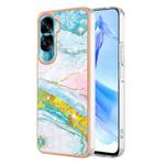 For Honor 90 Lite 5G Electroplating Marble Dual-side IMD Phone Case(Green 004)
