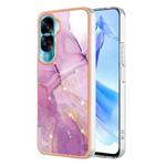 For Honor 90 Lite 5G Electroplating Marble Dual-side IMD Phone Case(Purple 001)