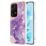 For Honor 200 Lite Global Electroplating Marble Dual-side IMD Phone Case(Purple 002)