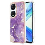 For Honor X7b 4G / X7b 5G Electroplating Marble Dual-side IMD Phone Case(Purple 002)