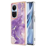 For OPPO Reno10 5G Global Electroplating Marble Dual-side IMD Phone Case(Purple 002)