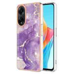For OPPO A98 Electroplating Marble Dual-side IMD Phone Case(Purple 002)