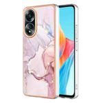 For OPPO A58 4G Electroplating Marble Dual-side IMD Phone Case(Rose Gold 005)