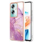 For OPPO A79 5G Global Electroplating Marble Dual-side IMD Phone Case(Purple 001)