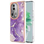 For OPPO Reno11 Pro 5G Global Electroplating Marble Dual-side IMD Phone Case(Purple 002)