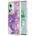 For OPPO Reno11 5G Global Electroplating Marble Dual-side IMD Phone Case(Purple 002)