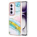 For OPPO Reno12 Pro Global Electroplating Marble Dual-side IMD Phone Case(Green 004)