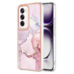 For OPPO Reno12 Global Electroplating Marble Dual-side IMD Phone Case(Rose Gold 005)