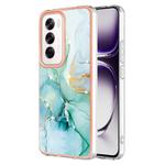 For OPPO Reno12 Global Electroplating Marble Dual-side IMD Phone Case(Green 003)