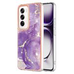 For OPPO Reno12 Global Electroplating Marble Dual-side IMD Phone Case(Purple 002)