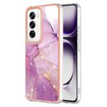 For OPPO Reno12 Global Electroplating Marble Dual-side IMD Phone Case(Purple 001)