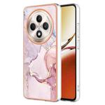 For OPPO Reno12 F 5G Electroplating Marble Dual-side IMD Phone Case(Rose Gold 005)