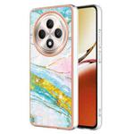 For OPPO Reno12 F 5G Electroplating Marble Dual-side IMD Phone Case(Green 004)