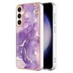 For Samsung Galaxy S23 FE 5G Electroplating Marble Dual-side IMD Phone Case(Purple 002)