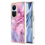 For OPPO Reno10 5G Global Electroplating Marble Dual-side IMD Phone Case(Pink 013)